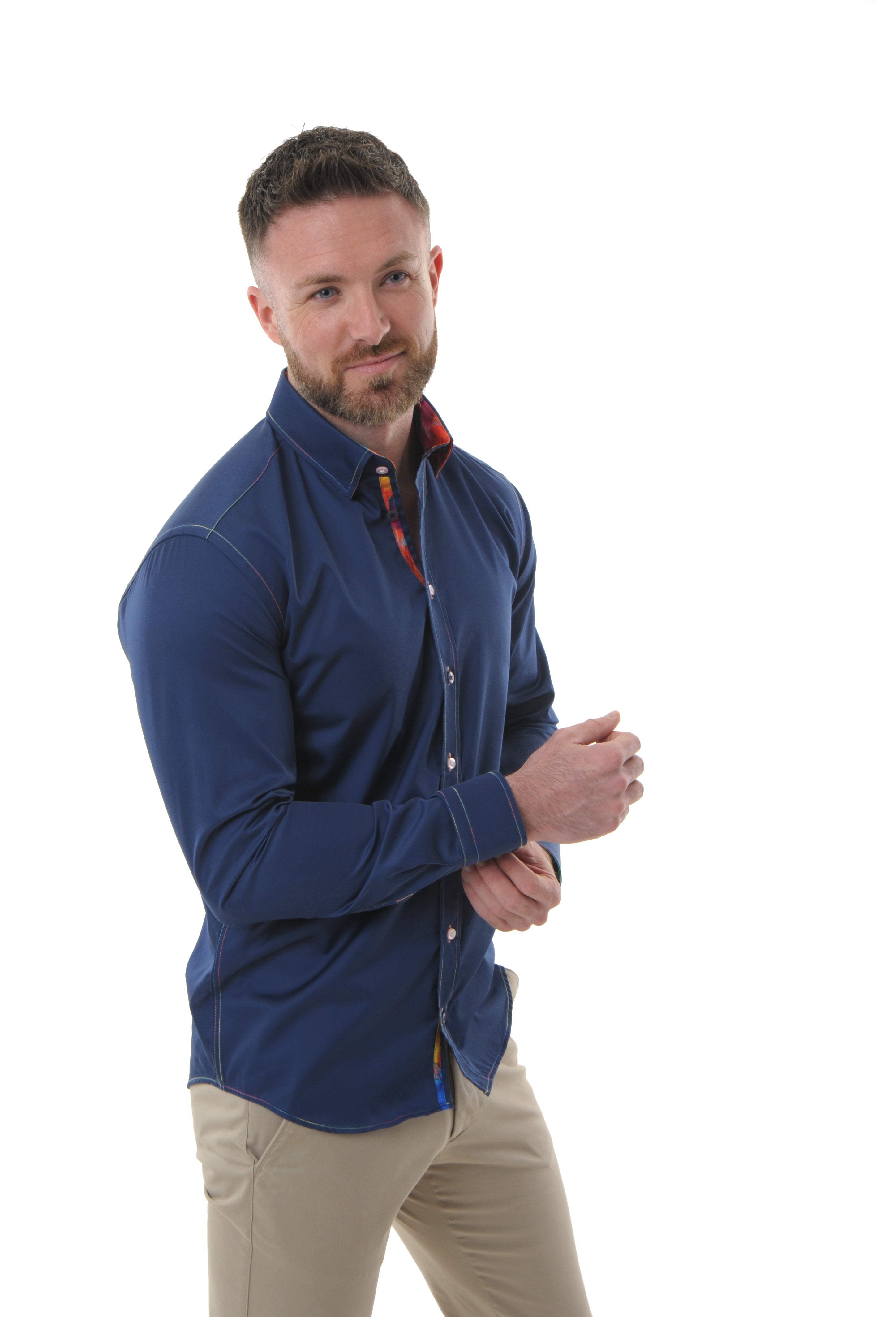 Men's Abstract Print Navy Blue Full Sleeve Regular Fit Shirt
