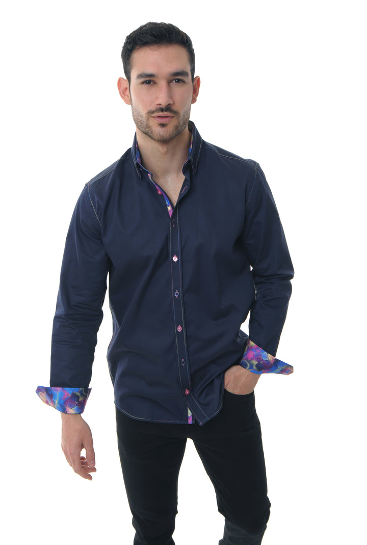 Dark Navy With Multicoloured Ice Cubes Accent Shirt