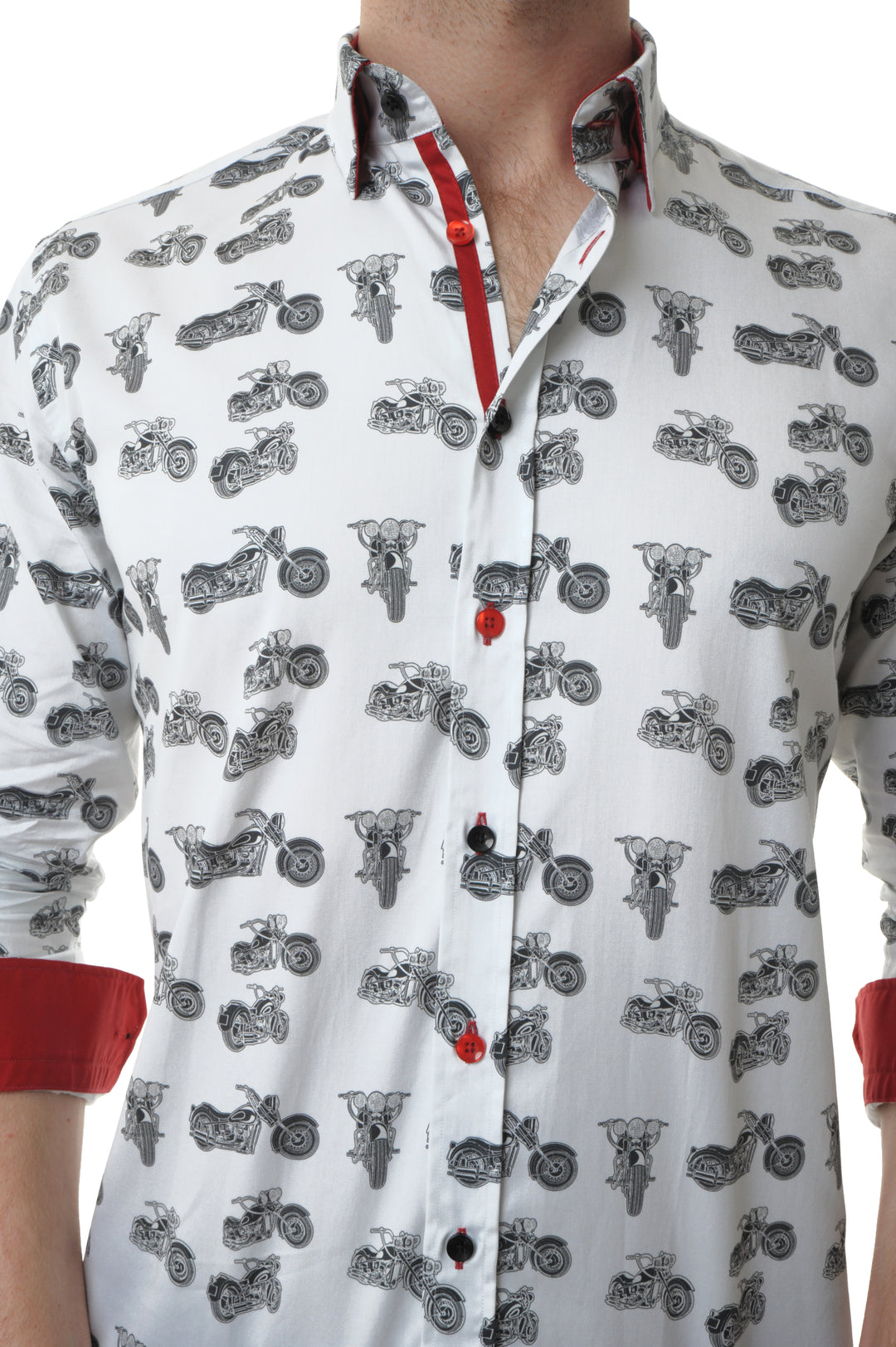 motorcycle dress shirts Men's regular fit shirt with motorcycle print