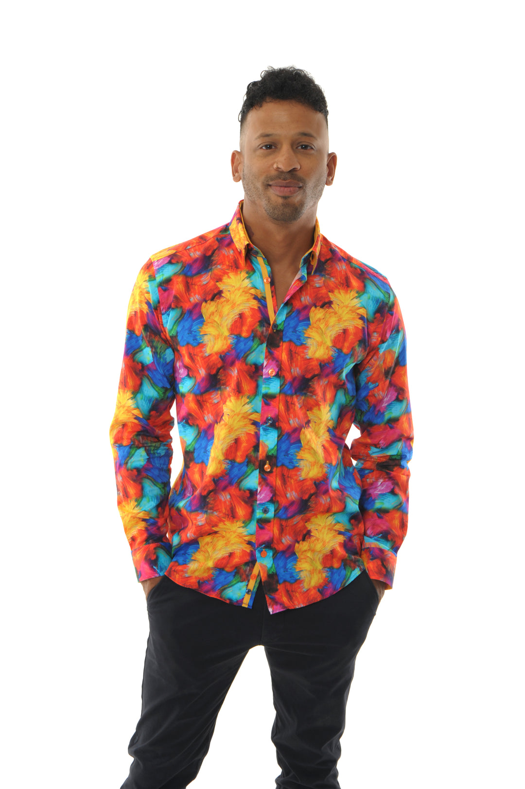 Vibrant Multicolour Flower Print Men's Shirt Luca Milano Vibrant Multicolour Flower Print Men's Shirt Luca Milano