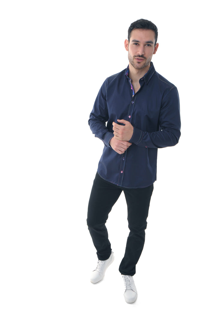 Dark Navy With Multicoloured Ice Cubes Accent Shirt