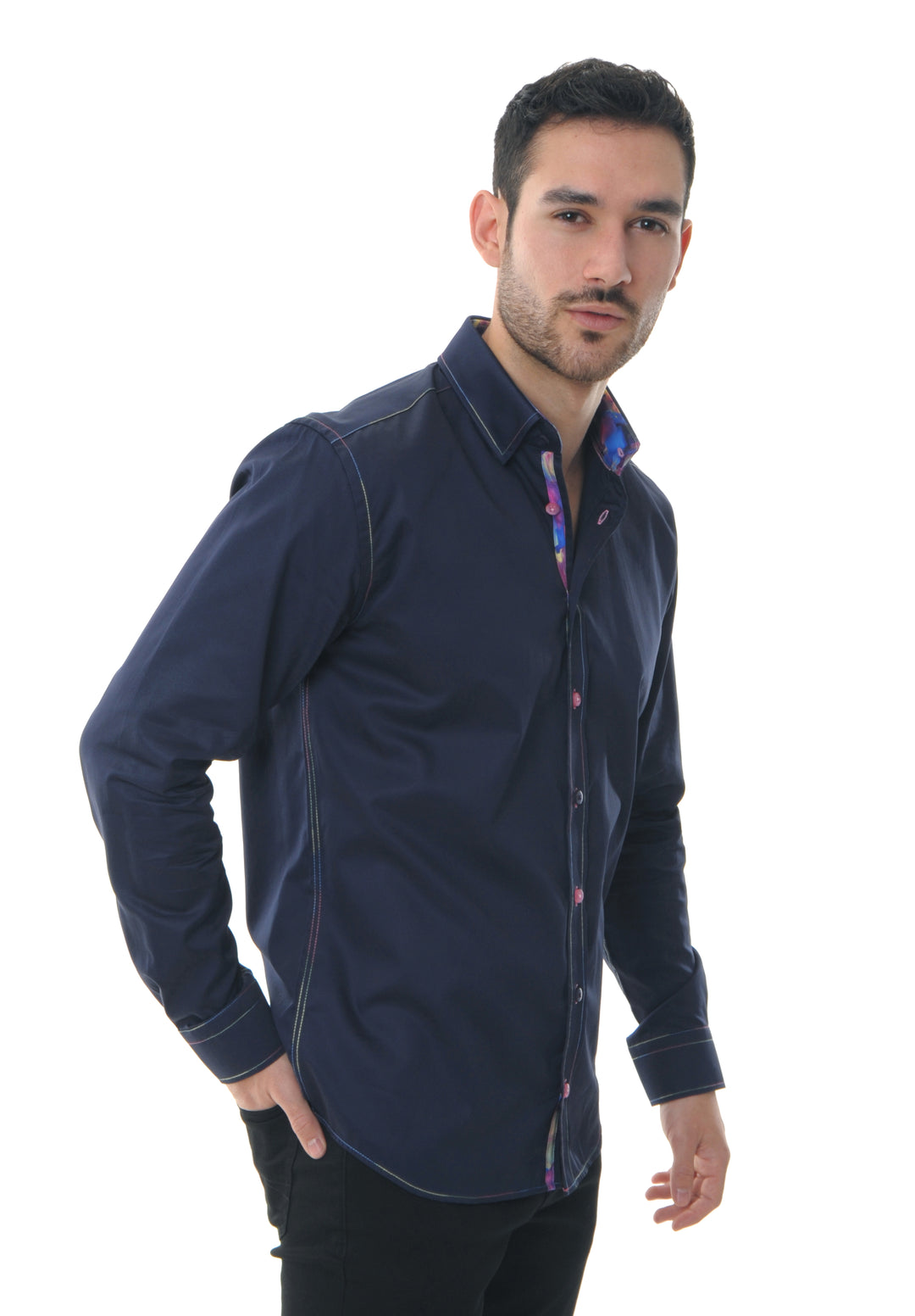 Dark Navy With Multicoloured Ice Cubes Accent Shirt