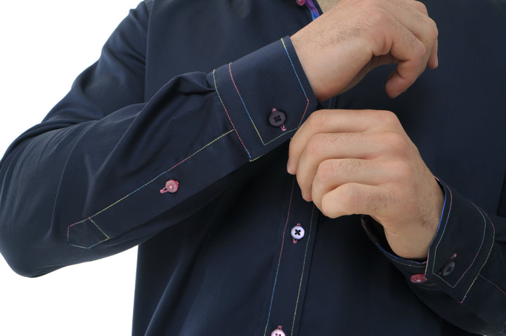 Dark Navy With Multicoloured Ice Cubes Accent Shirt