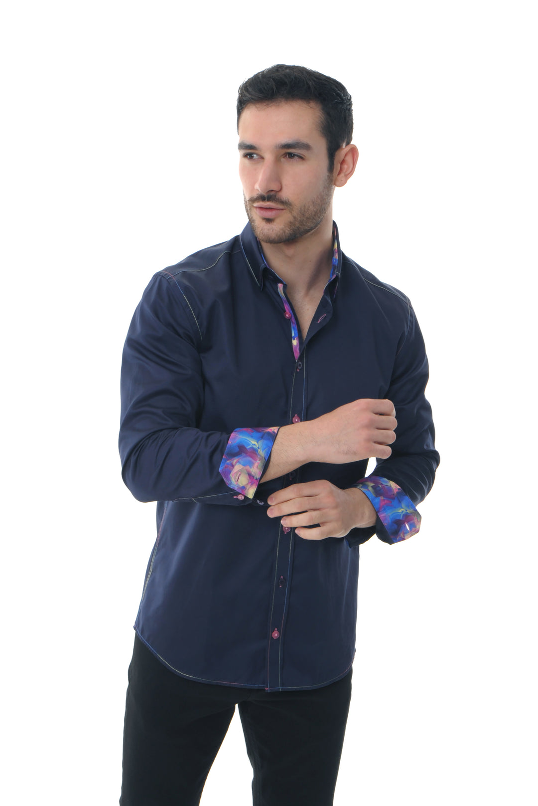 Dark Navy With Multicoloured Ice Cubes Accent Shirt